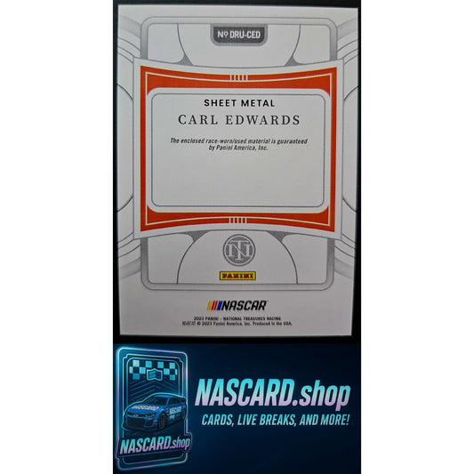 2023 National Treasures Carl Edwards Race Used Sheet Metal Platinum Blue 1/1