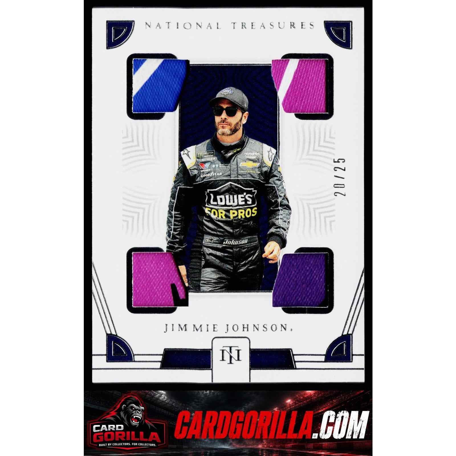 2023 Panini National Treasures #QRU-JJN Jimmie Johnson Quad Race Used Shoes #/25
