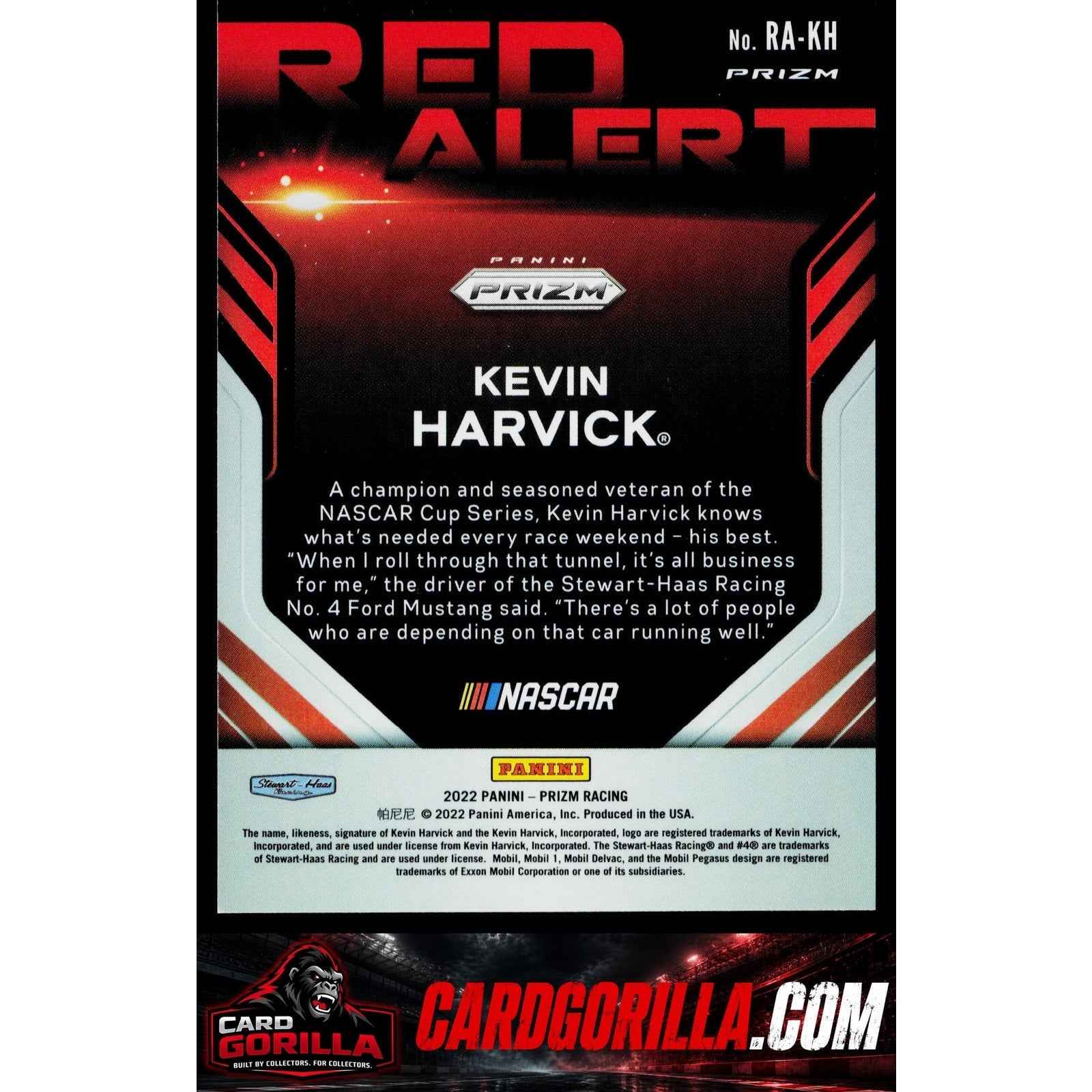 2022 Panini Prizm #RA-KH Kevin Harvick Red Alert