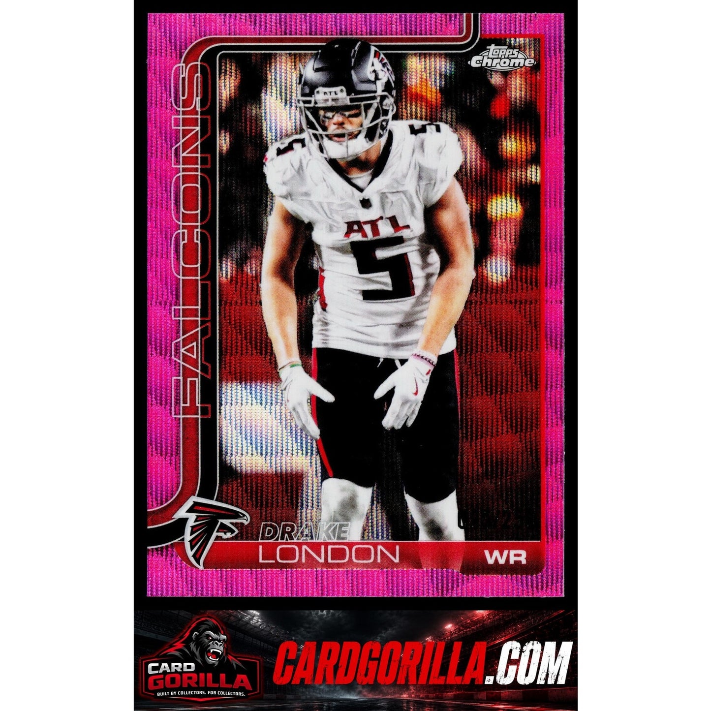2025 Topps Chrome #12 Drake London Pink Wave Refractor #/250