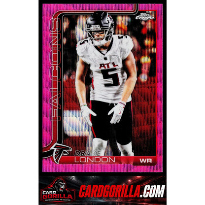 2025 Topps Chrome #12 Drake London Pink Wave Refractor #/250