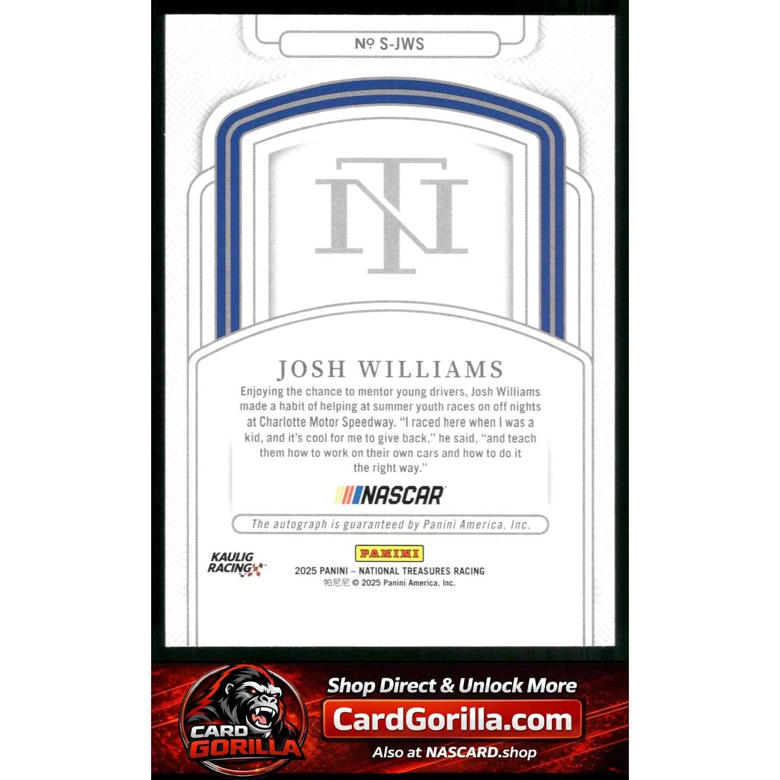 2025 Panini National Treasures #S-JWS Josh Williams Signatures #/99