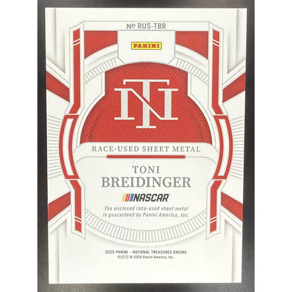 2025 Panini National Treasures Toni Breidinger #18 Race Used Sheet Metal /99 MEM