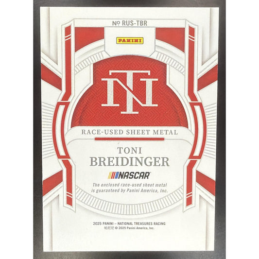 2025 Panini National Treasures Toni Breidinger #18 Race Used Sheet Metal /99 MEM