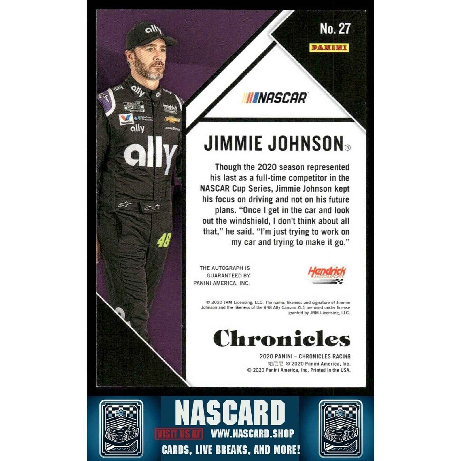 2020 Panini Chronicles - Autographs Gold Jimmie Johnson #27 /10
