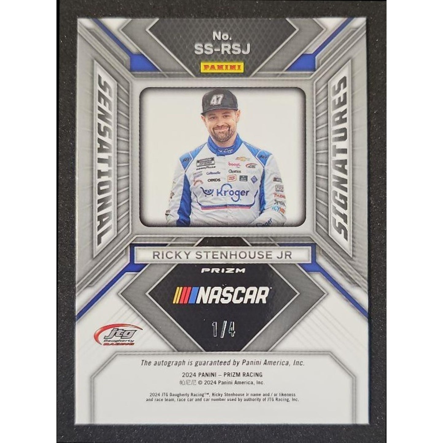 2024 Panini Prizm Ricky Stenhouse Jr Sensational Signatures Blue Shimmer FOTL /4
