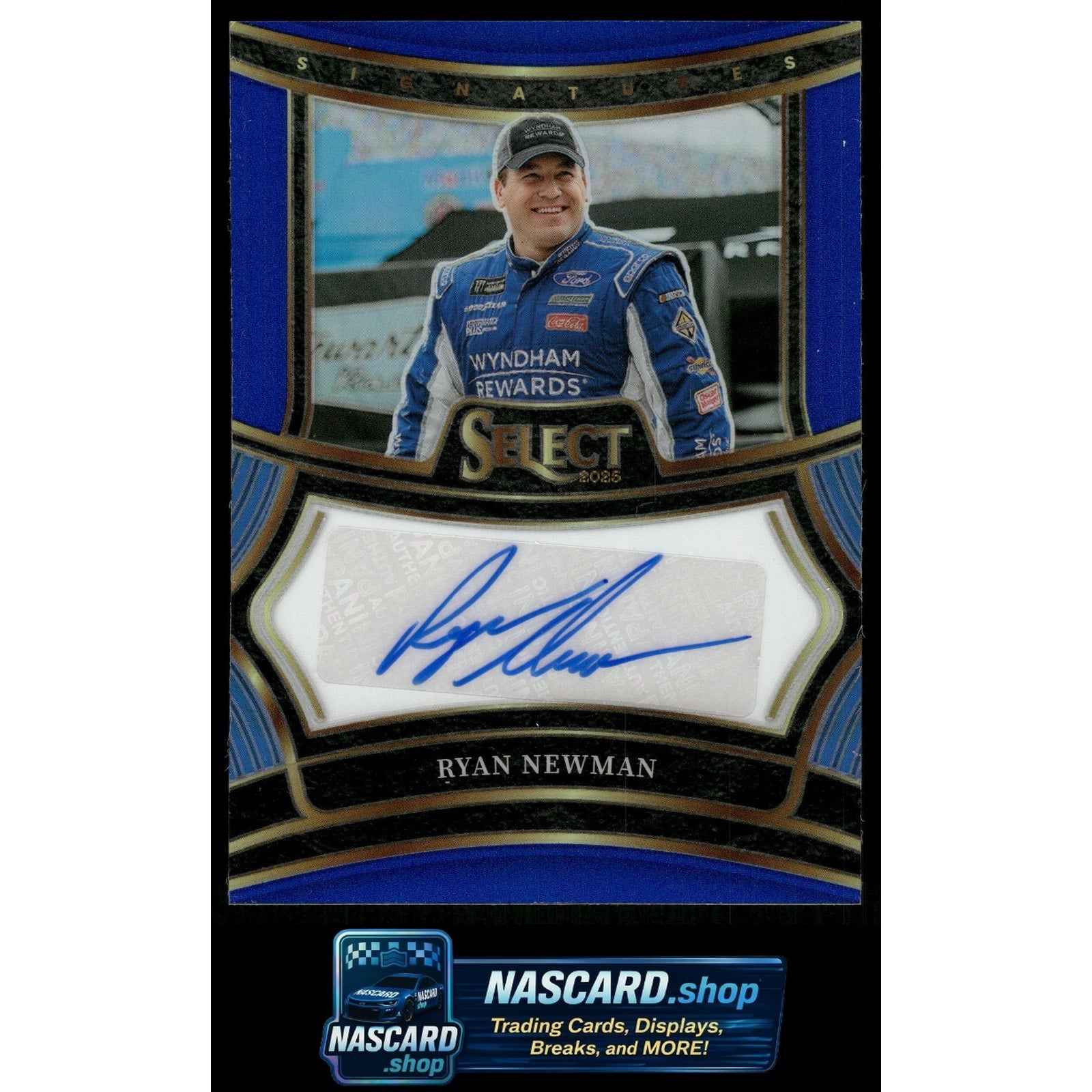 2025 Panini Select #S-RNM Ryan Newman Signatures Blue Prizms #/99