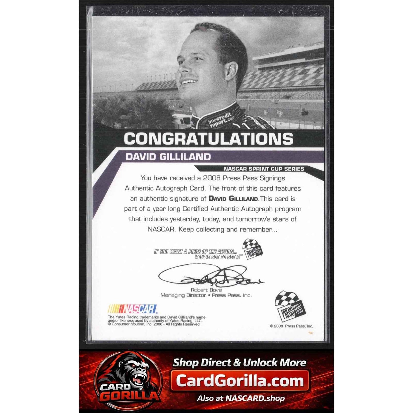 2008 Press Pass #NNO David Gilliland Signings Silver #/100