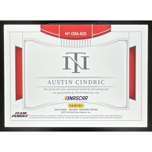 2025 Panini National Treasures Austin Cindric #3 Colossal Material Auto /99 MEM