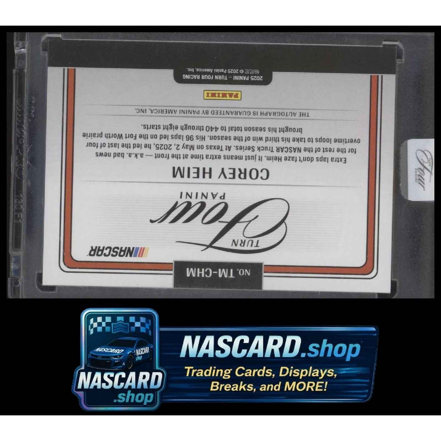 2025 Panini Turn Four #TM-CHM Corey Heim Timeless Moments Blue #/49