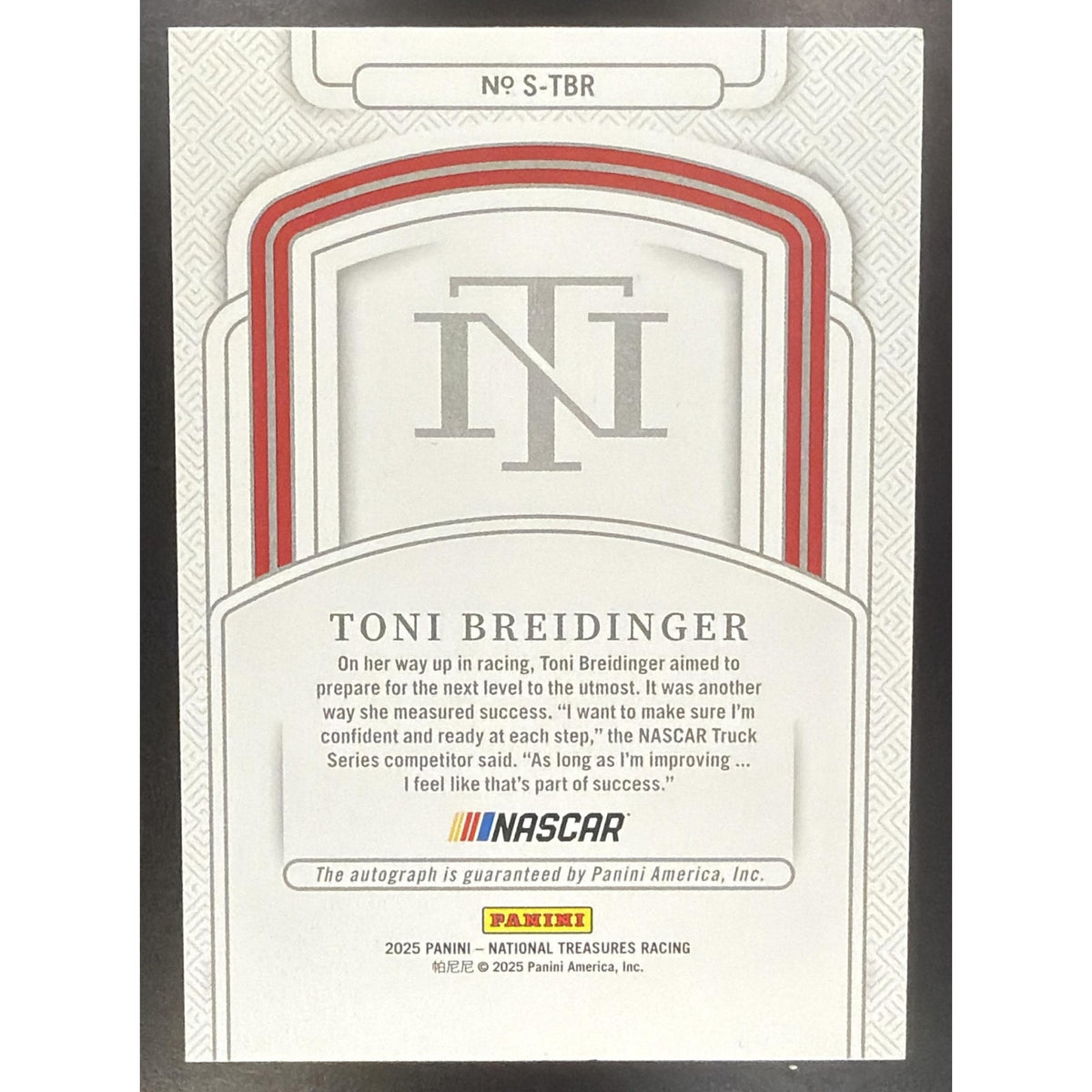 2025 Panini National Treasures Toni Breidinger #31 Signatures 85/99 Auto