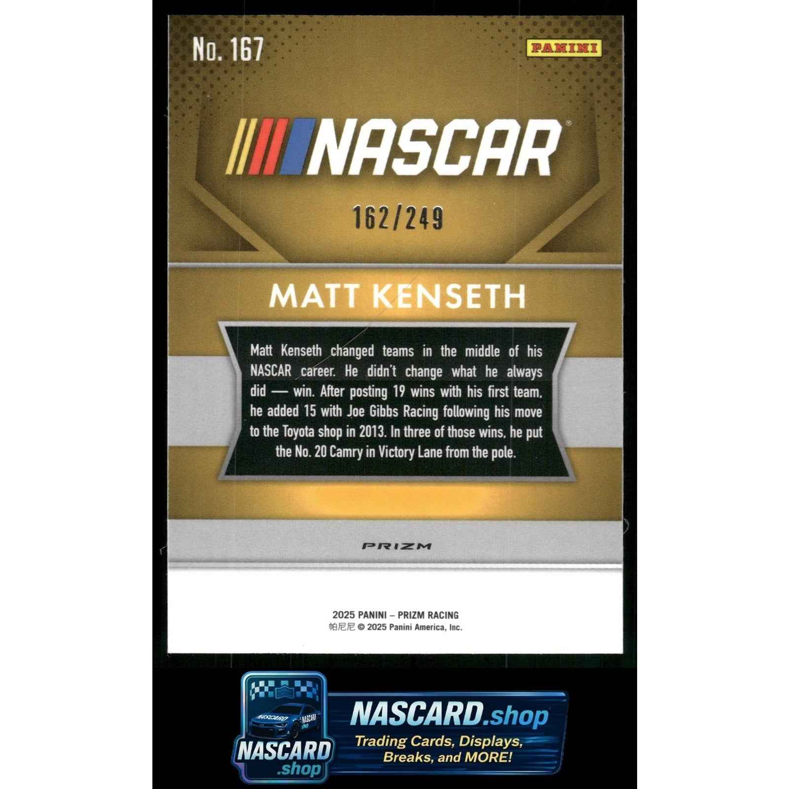 2025 Panini Prizm #167 Matt Kenseth Red #/249