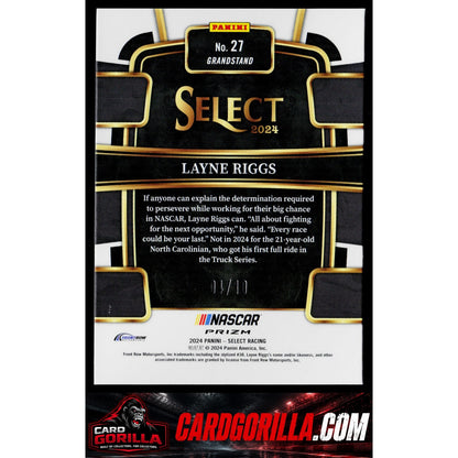2024 Panini Select #27 Layne Riggs Gold Prizms #/10 RC