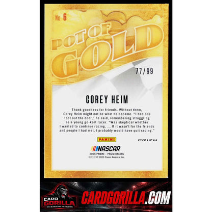 2025 Panini Prizm #6 Corey Heim Pot Of Gold Red #/99