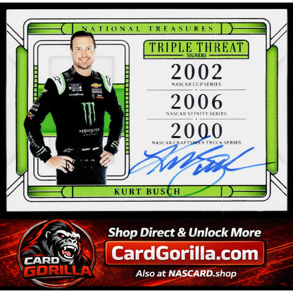 2025 Panini National Treasures #TTS-KBS Kurt Busch Triple Threat Signers #/99