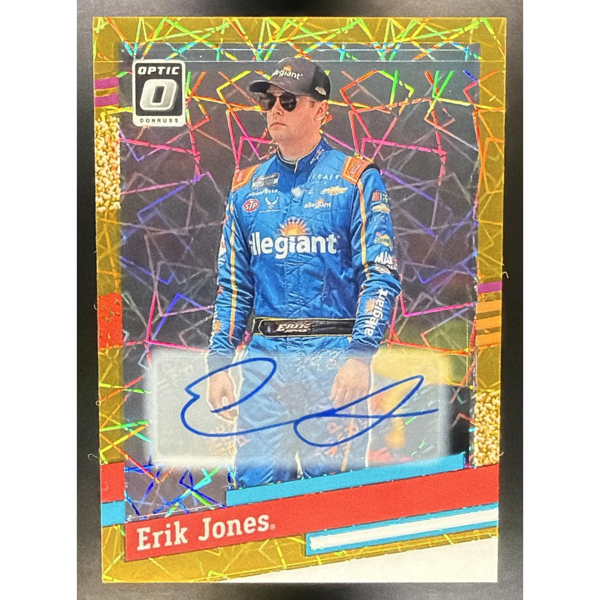 2024 Panini Donruss Erik Jones #138 Optic Signatures Gold Velocity /10 Retro 91