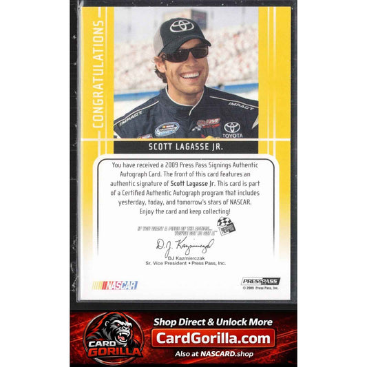 2009 Press Pass #NNO Scott Lagasse Jr. Signings Gold
