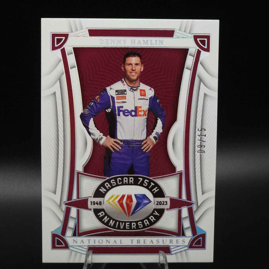 2023 National Treasures NASCAR Diamond Anniversary Holo Silver Denny Hamlin /15 - NASCARD.shop