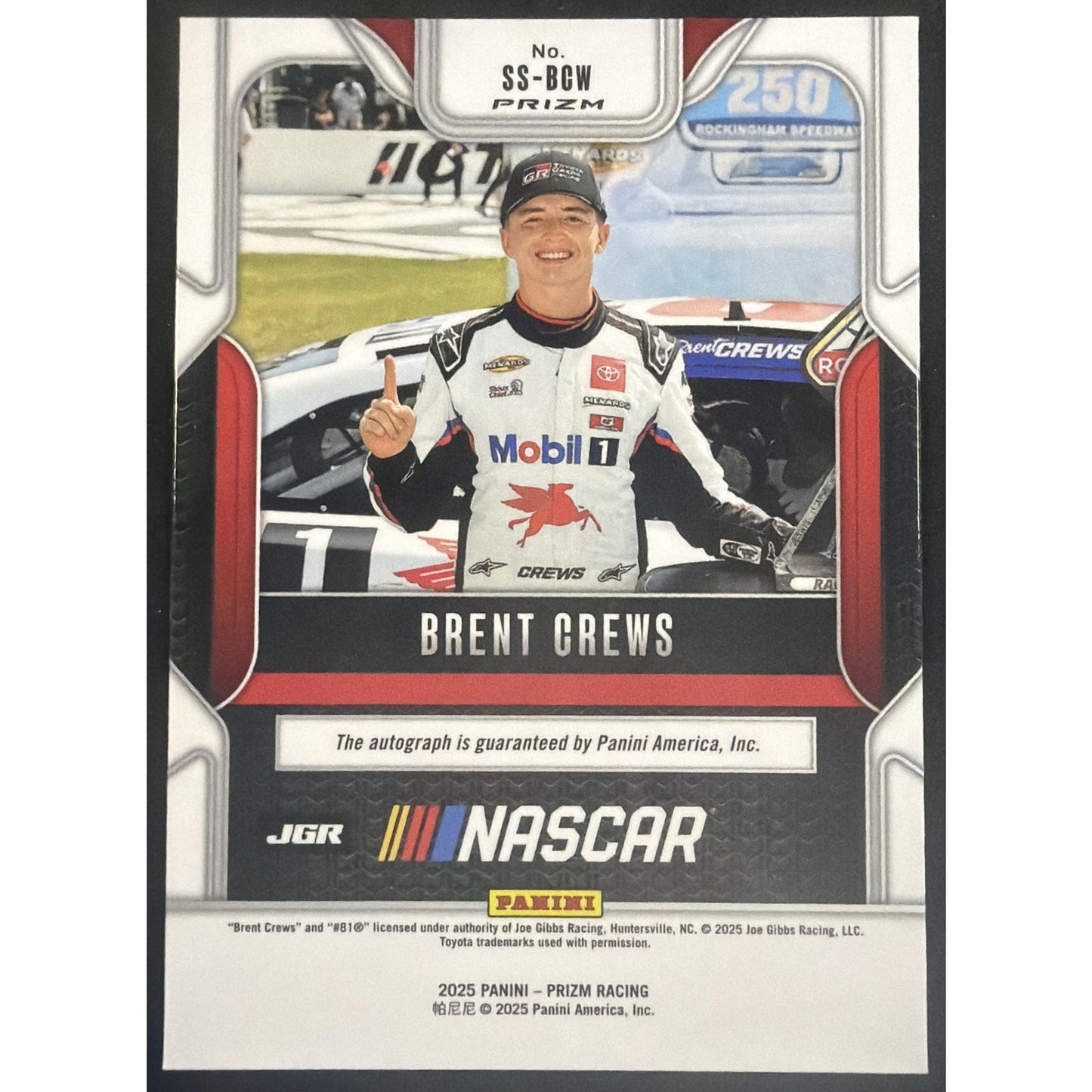 2025 Panini Prizm NASCAR Brent Crews #55 Sensational Signatures Auto