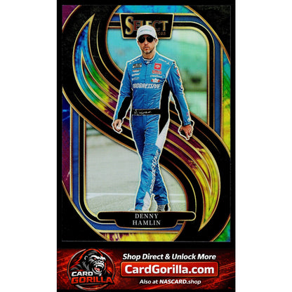 2025 Panini Select #289 Denny Hamlin Tie-Dye Prizms #/25
