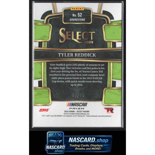 2024 Panini Select #52 Tyler Reddick Black and Blue Prizms #/49