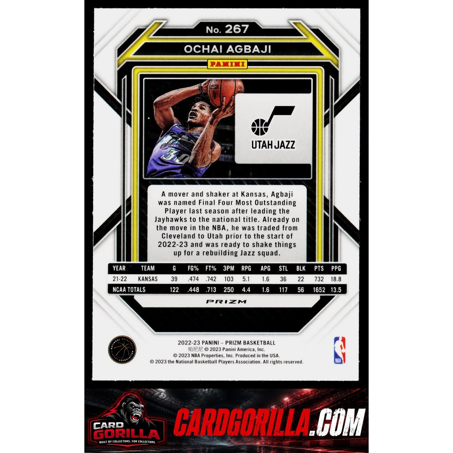 2022-23 Panini Prizm #267 Ochai Agbaji Prizms Red Sparkle