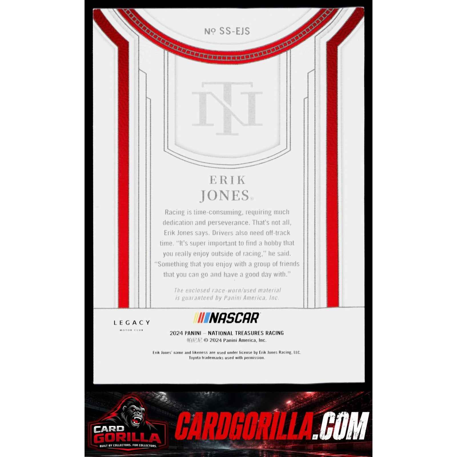 2024 Panini National Treasures #SS-EJS Erik Jones Silhouettes Holo Gold #/10