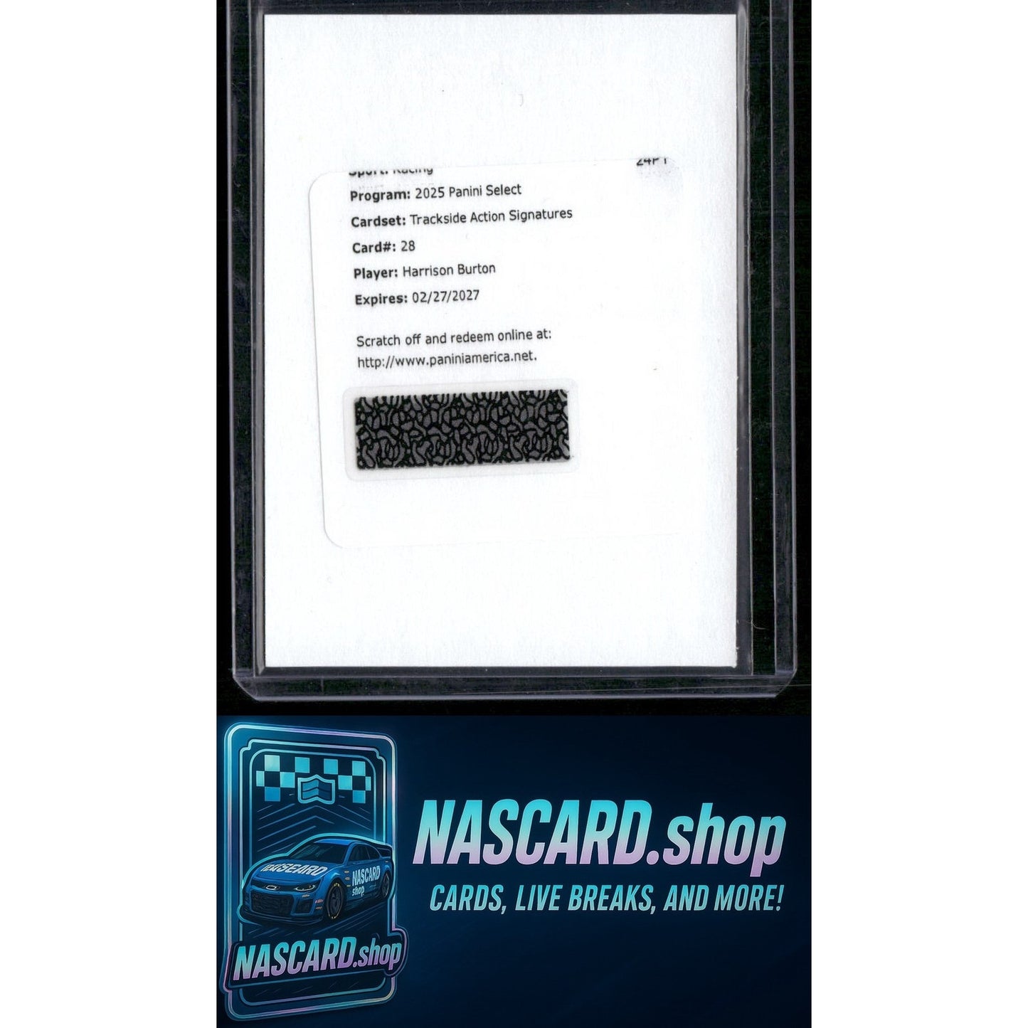 2025 Panini Select #TAS-HBT Harrison Burton Trackside Action Signatures