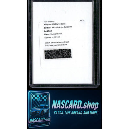 2025 Panini Select #TAS-HBT Harrison Burton Trackside Action Signatures