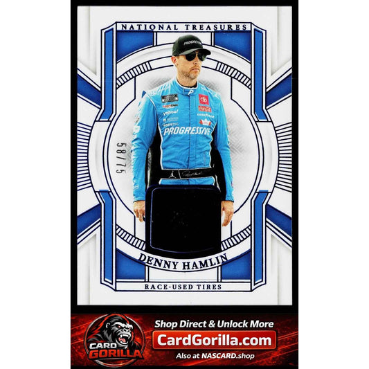 2025 Panini National Treasures #RUT-DHN Denny Hamlin Race Used Tires Blue #/75