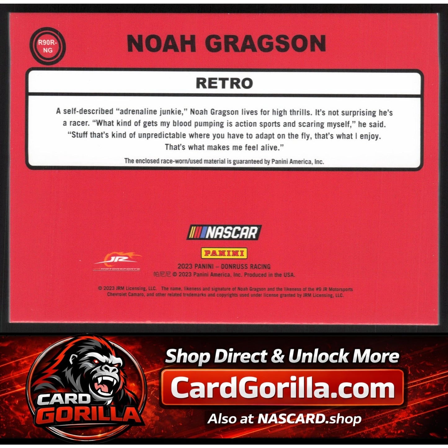 2023 Donruss #R90R-NG Noah Gragson Retro 1990 Relics