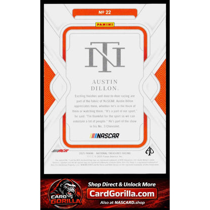 2025 Panini National Treasures #22 Austin Dillon Gold #15/15