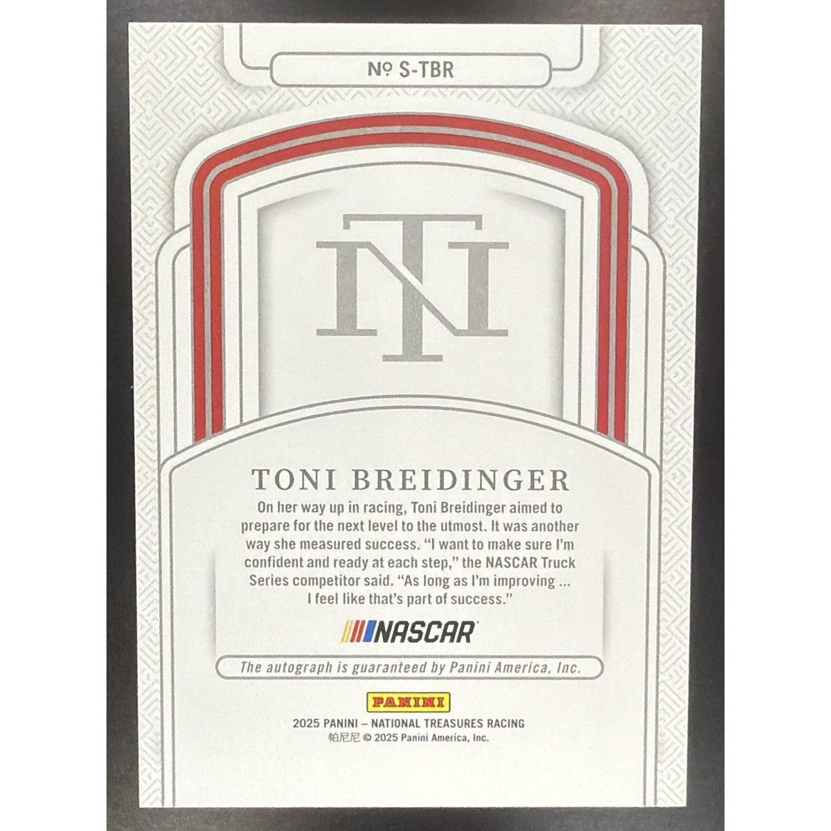 2025 Panini National Treasures Toni Breidinger #31 Signatures 94/99 Auto