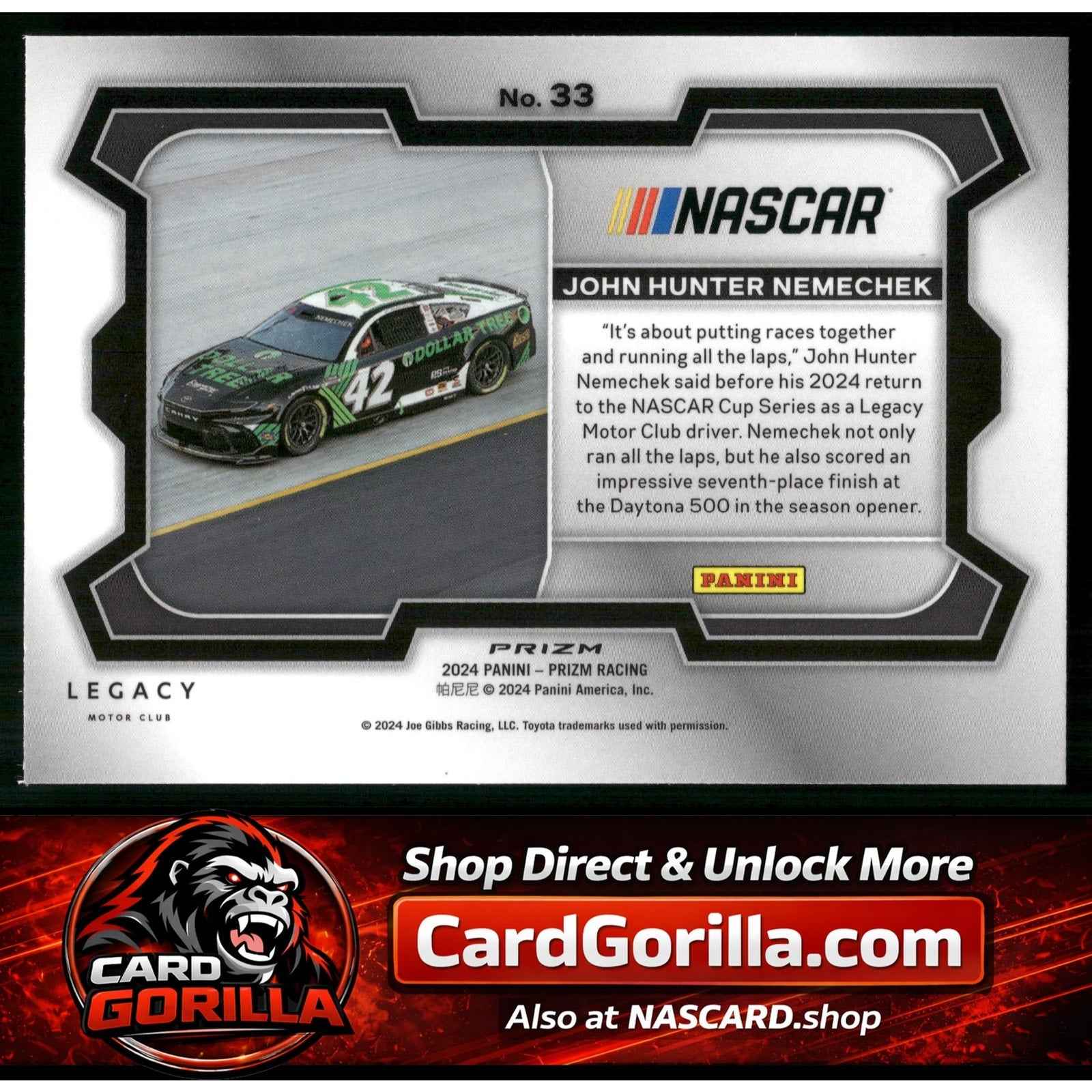 2024 Panini Prizm #33 John Hunter Nemechek White Sparkle