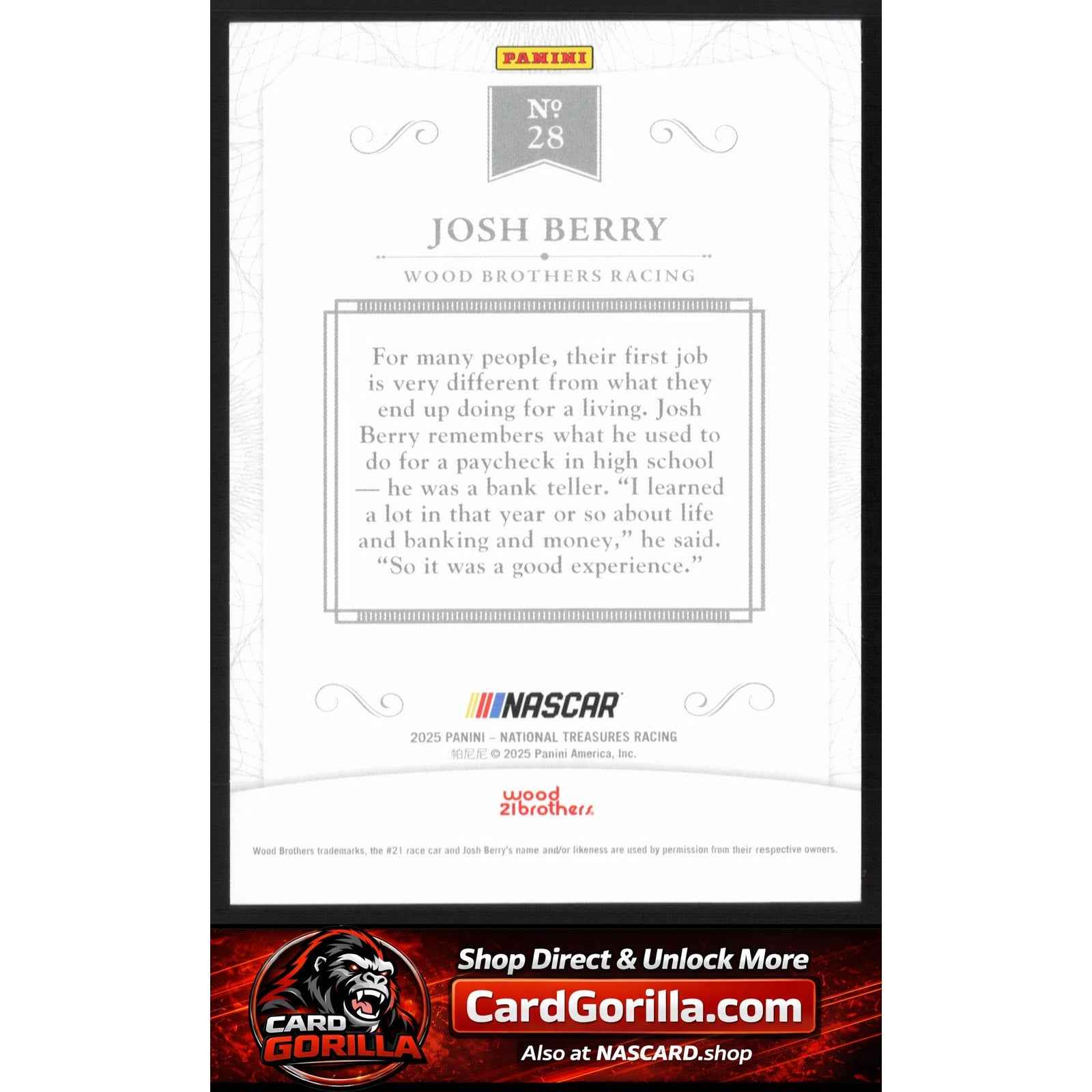 2025 Panini National Treasures #28 Josh Berry 2016 Throwback #/35