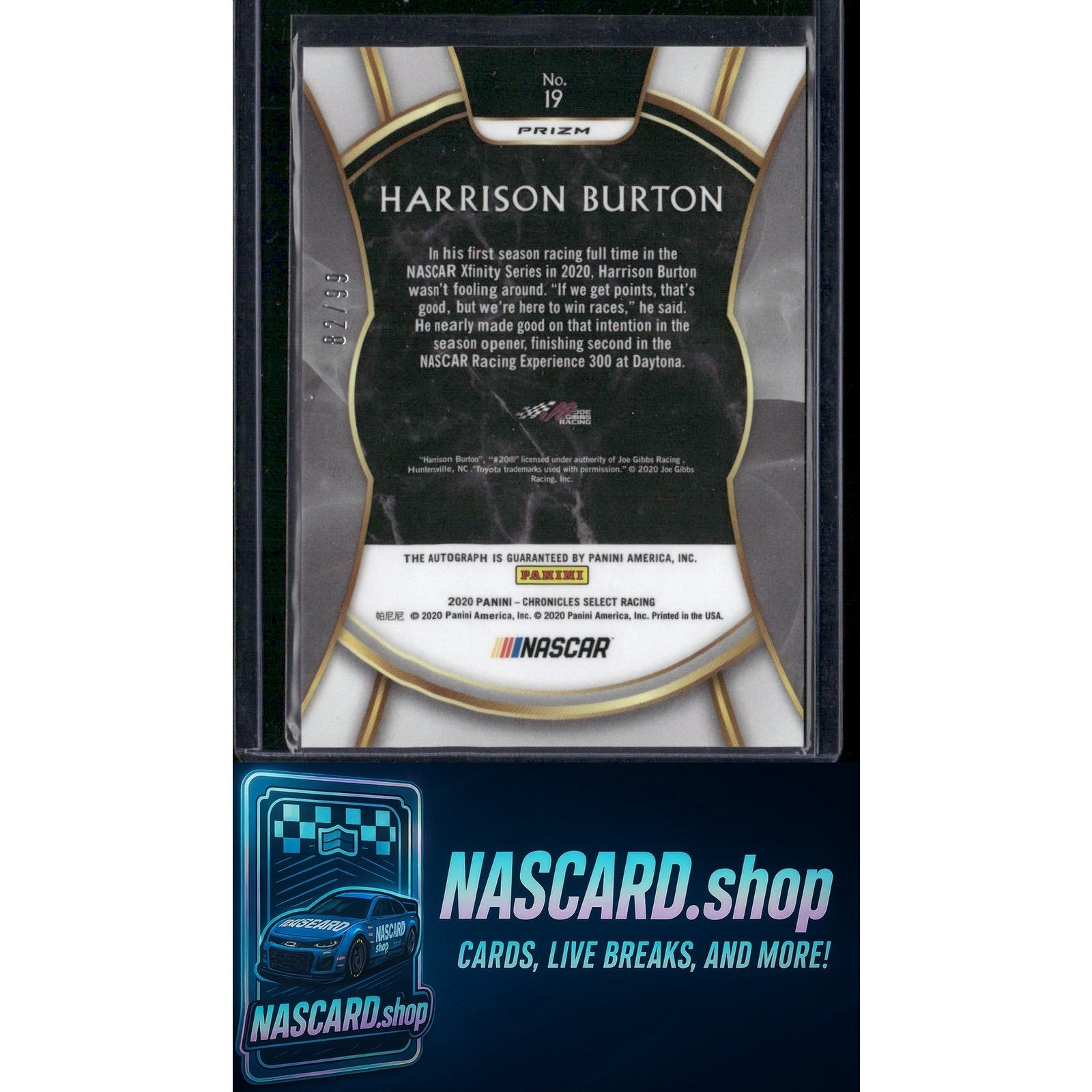 2020 Panini Chronicles #19 Harrison Burton Select Autographs #/99 - NASCARD.shop