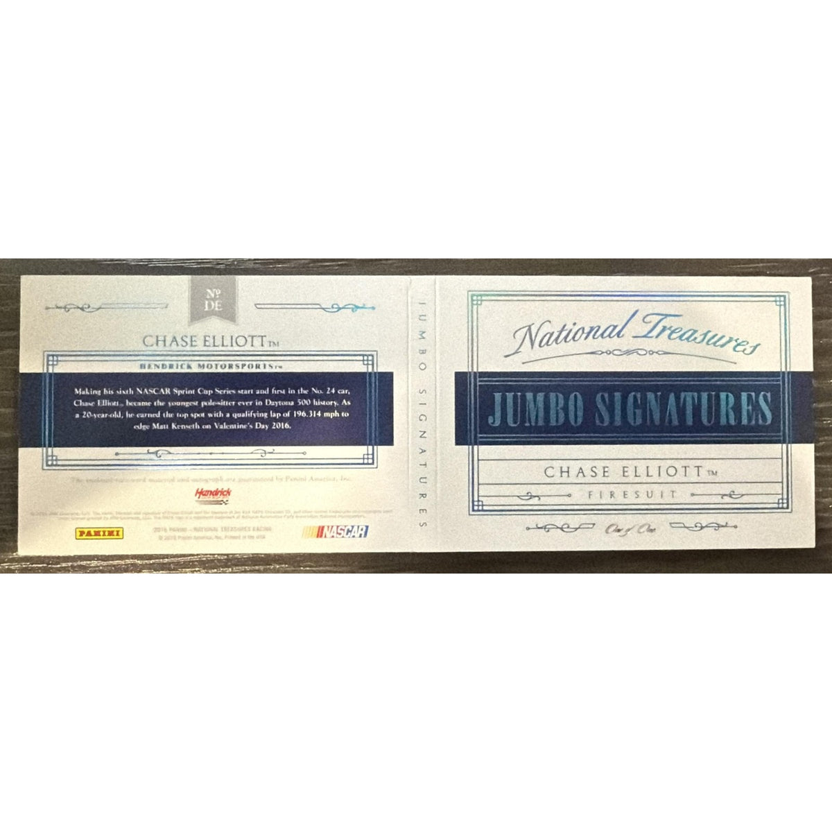 2016 National Treasures Chase Elliott Jumbo Firesuit Patch Signature Booklet 1/1