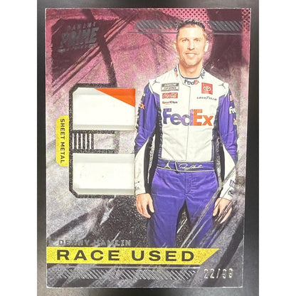 2023 Panini Prime Denny Hamlin #RUD-DHA Race Used Duals Sheet Metal 22/99 MEM