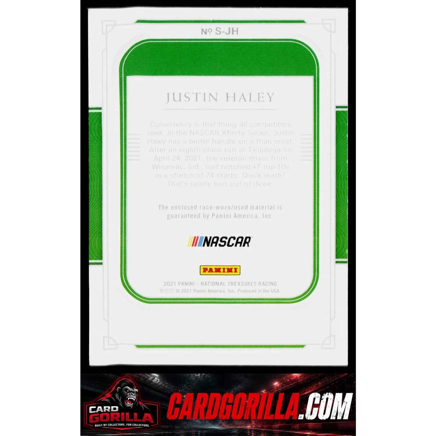 2021 Panini National Treasures #S-JH Justin Haley Silhouettes Holo Silver #/25