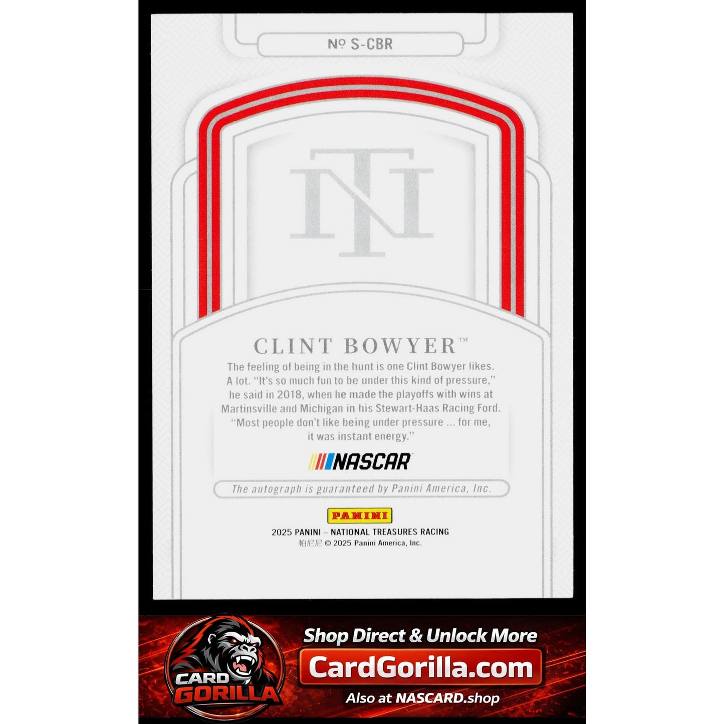 2025 Panini National Treasures #S-CBR Clint Bowyer Signatures #/99