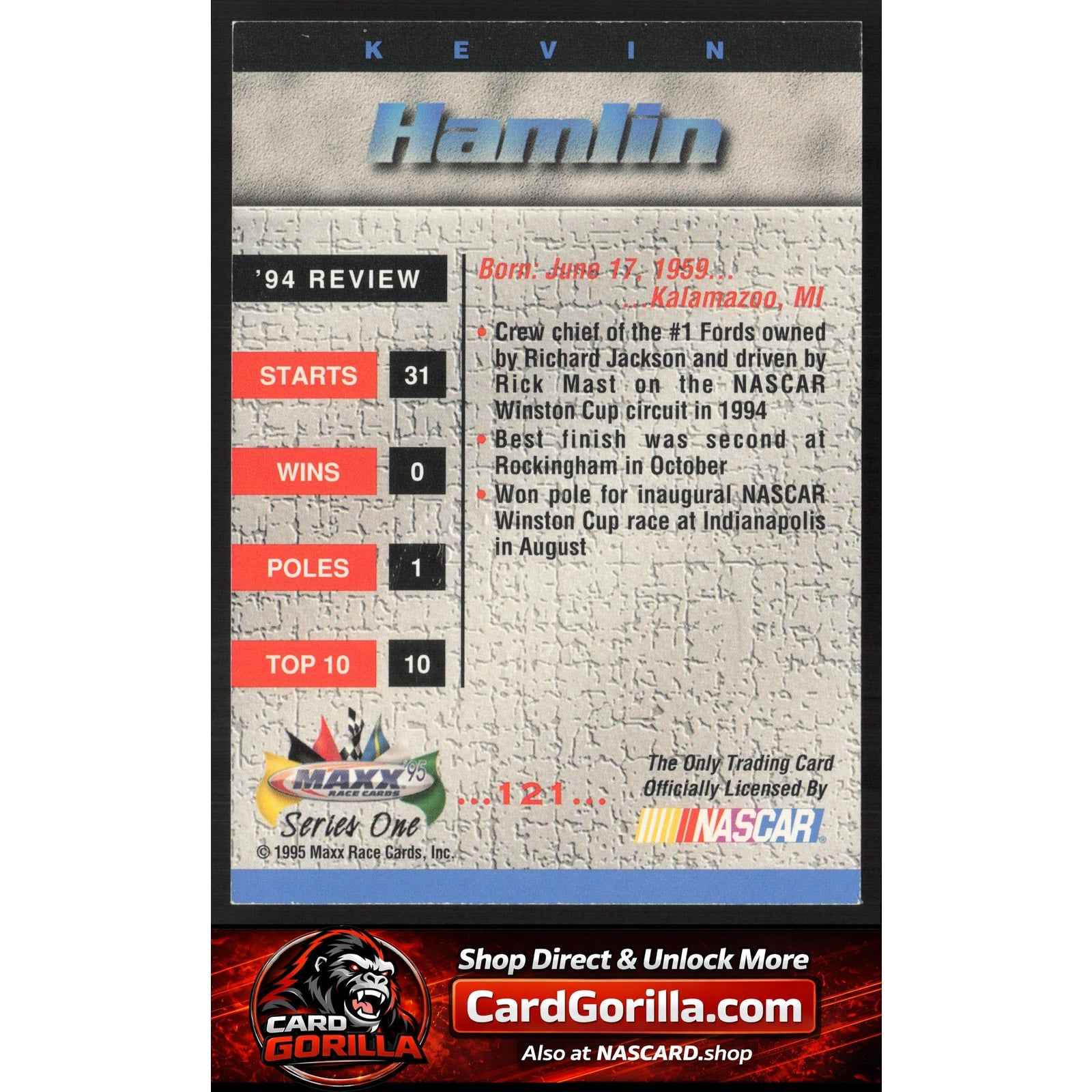 1995 Maxx #121 Kevin Hamlin Autographs