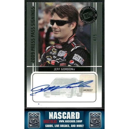 2009 Press Pass Signings Authentic Autograph Jeff Gordon #129 Green 1/5 - NASCARD.shop