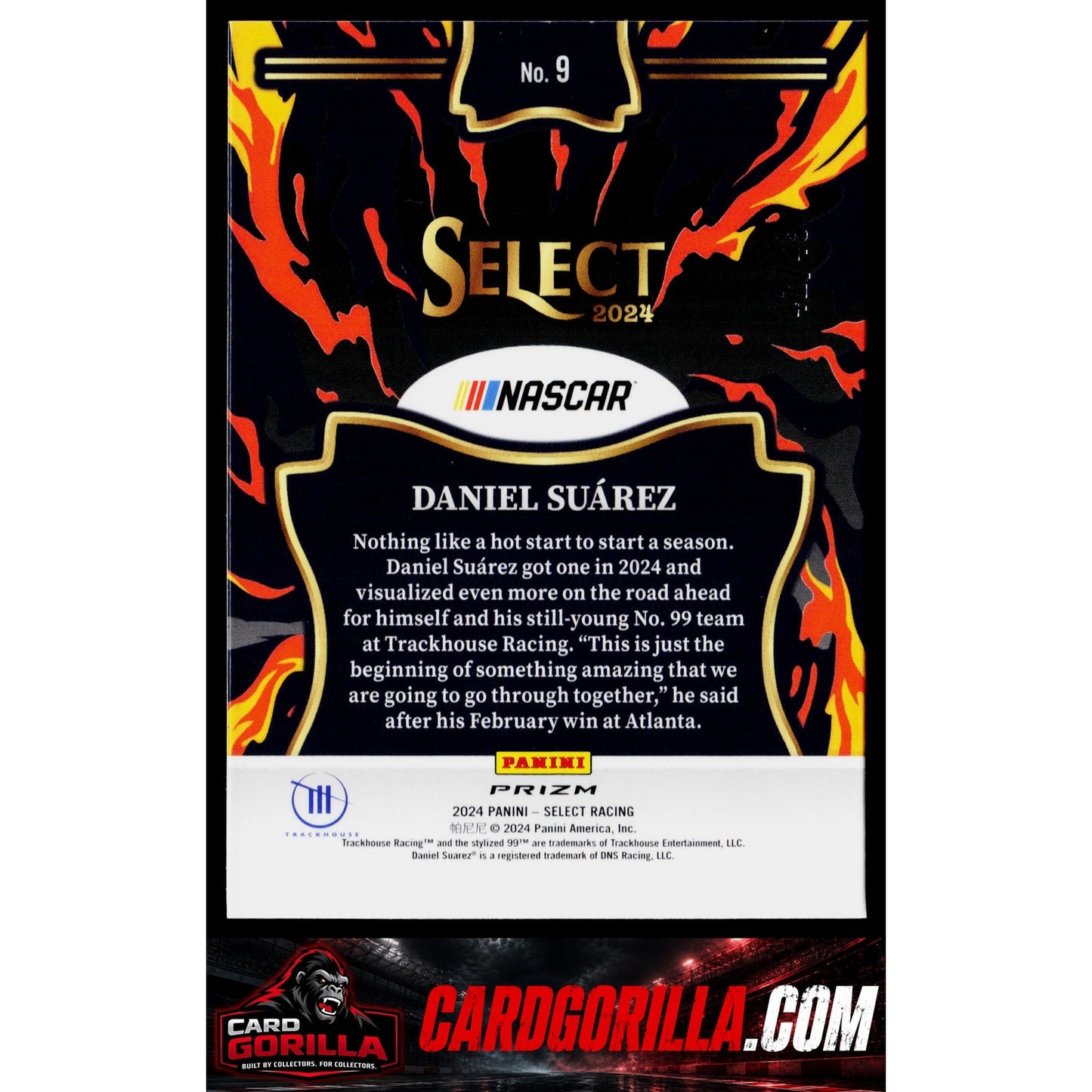 2024 Panini Select #9 Daniel Suarez En Fuego Blue Prizms #/49