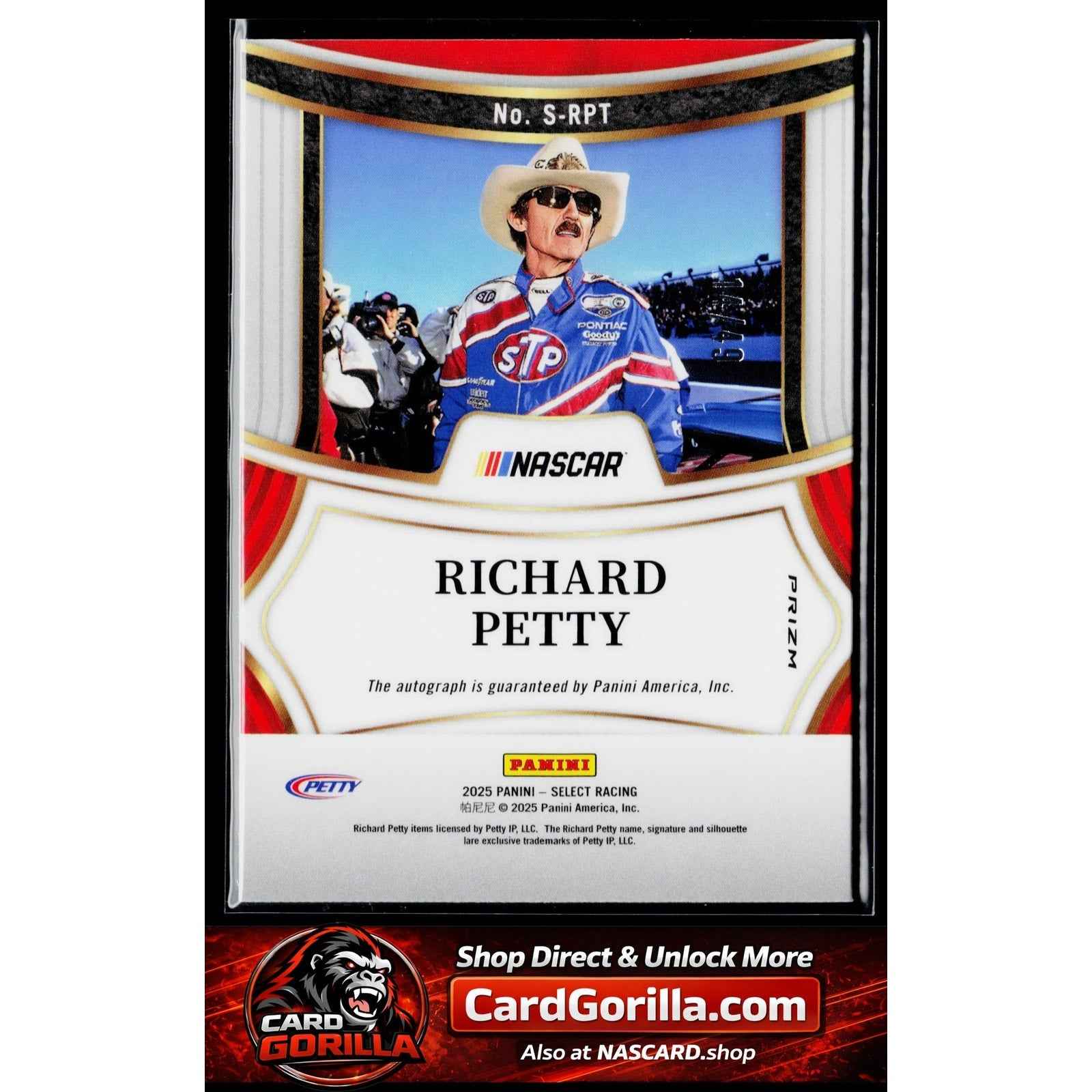 2025 Panini Select #S-RPT Richard Petty Signatures Purple Prizms #/49