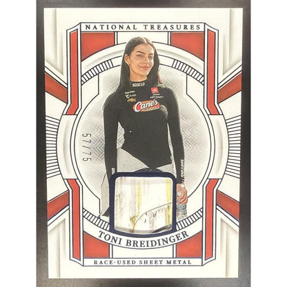 2025 Panini National Treasures Toni Breidinger Race-Used Sheet Metal Blue /75