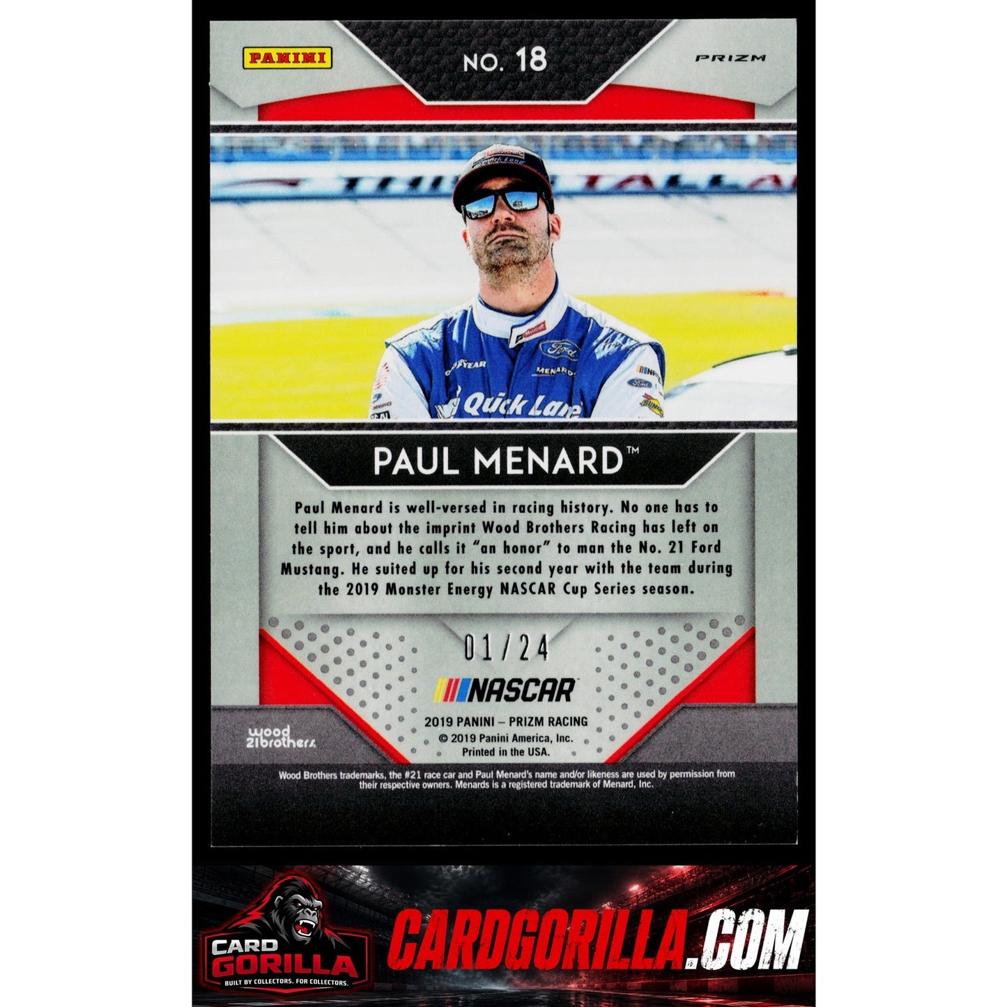 2019 Panini Prizm #18 Paul Menard Rainbow #/24