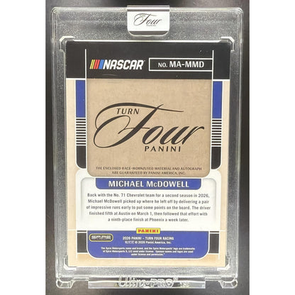 2026 Panini Turn Four Racing Michael McDowell Memorabilia Auto Holo Silver /35