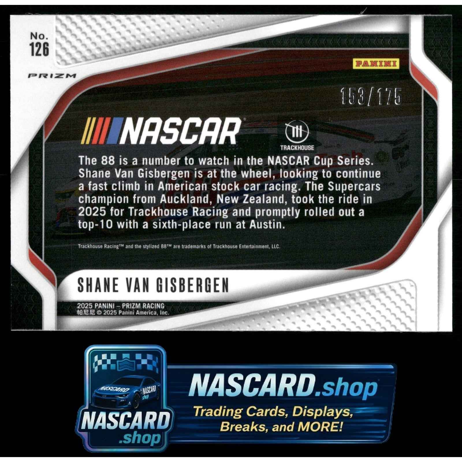 2025 Panini Prizm #126 Shane Van Gisbergen Red Power #/175