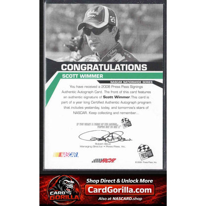2008 Press Pass #NNO Scott Wimmer Signings Gold #/50
