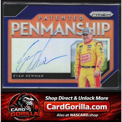 2019 Panini Prizm #PP-RN Ryan Newman Patented Pennmanship Blue Prizm #/30